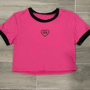 Pink and black cropped tee